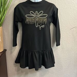 RB9 tyess elegant, girls size 6a black, long sleeve ruffle bottom dress